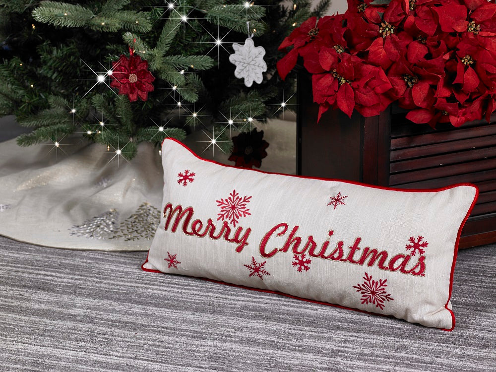 Homey Cozy Merry Christmas Holiday Oversized Fabric Pillow with